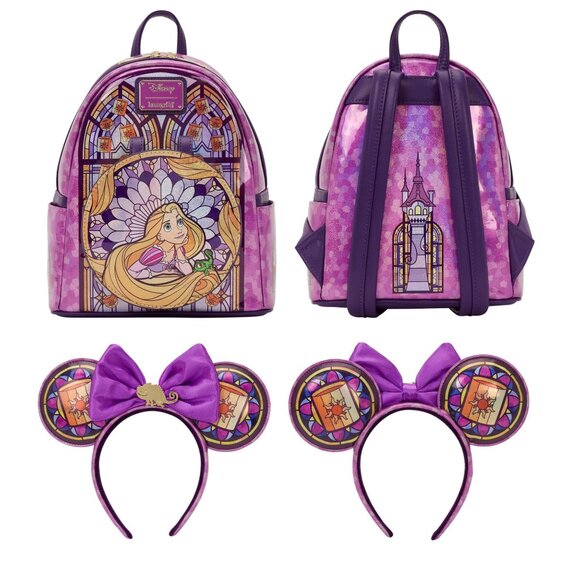 Loungefly Handbags - Loungefly Disney Stained Glass Rapunzel Tangled Backpack and Ears NWT
